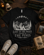 Lost in the Pages Found in the Pines Shirt, Dark Academia Book Lover, Moody Forest Reading Shirt, Gothic Nature Reader Gift, Booktok Shirt