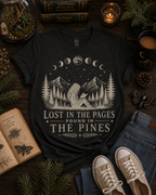 Lost in the Pages Found in the Pines Shirt, Dark Academia Book Lover, Moody Forest Reading Shirt, Gothic Nature Reader Gift, Booktok Shirt